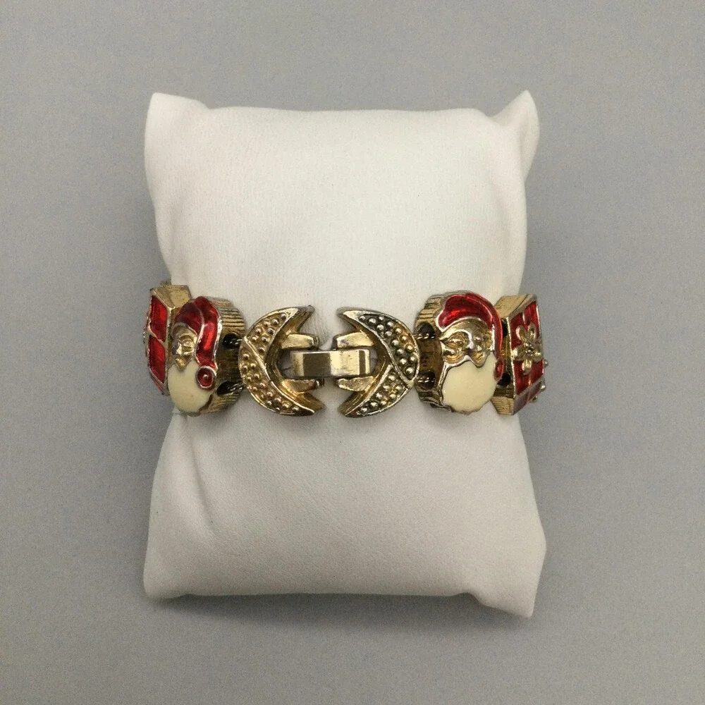 Jennie B Womens Watch 24mm Gold Tone Christmas Charms New Battery 7.75